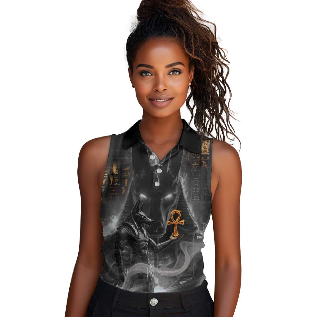 Mythical Anubis Women Sleeveless Polo Shirt The Egyptian God of Death