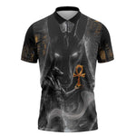 Mythical Anubis Zipper Polo Shirt The Egyptian God of Death