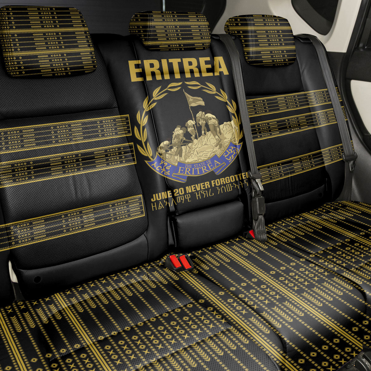 Eritrea Martyrs Day June 20 Back Car Seat Cover Never Forgotten Proud Eritrean Heritage Black Version