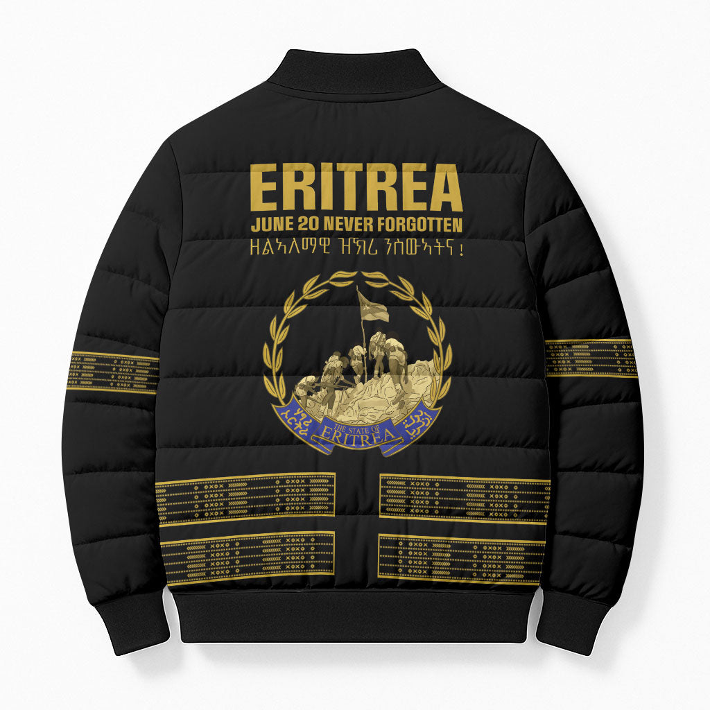 Eritrea Martyrs Day June 20 Bomber Puffer Jacket Never Forgotten Proud Eritrean Heritage Black Version