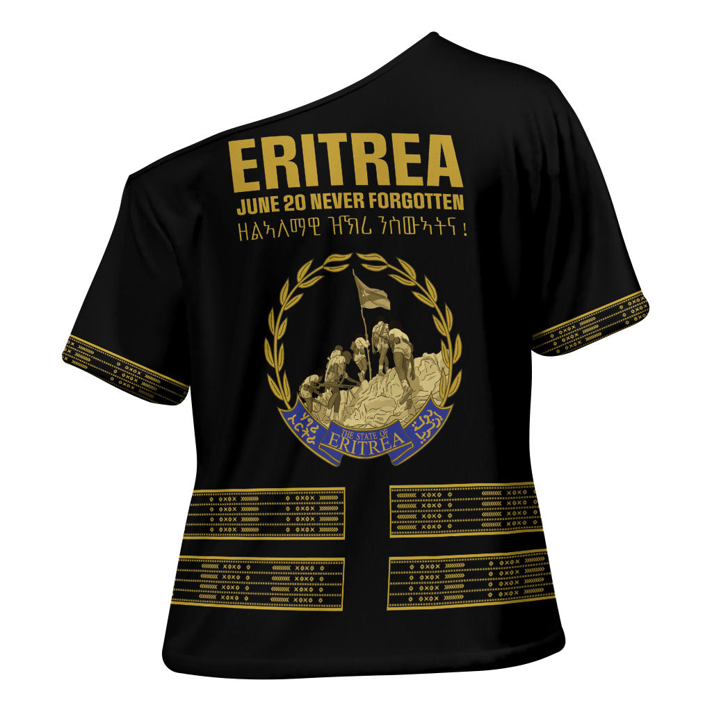 Eritrea Martyrs Day June 20 Cross Shoulder Shirt Never Forgotten Proud Eritrean Heritage Black Version