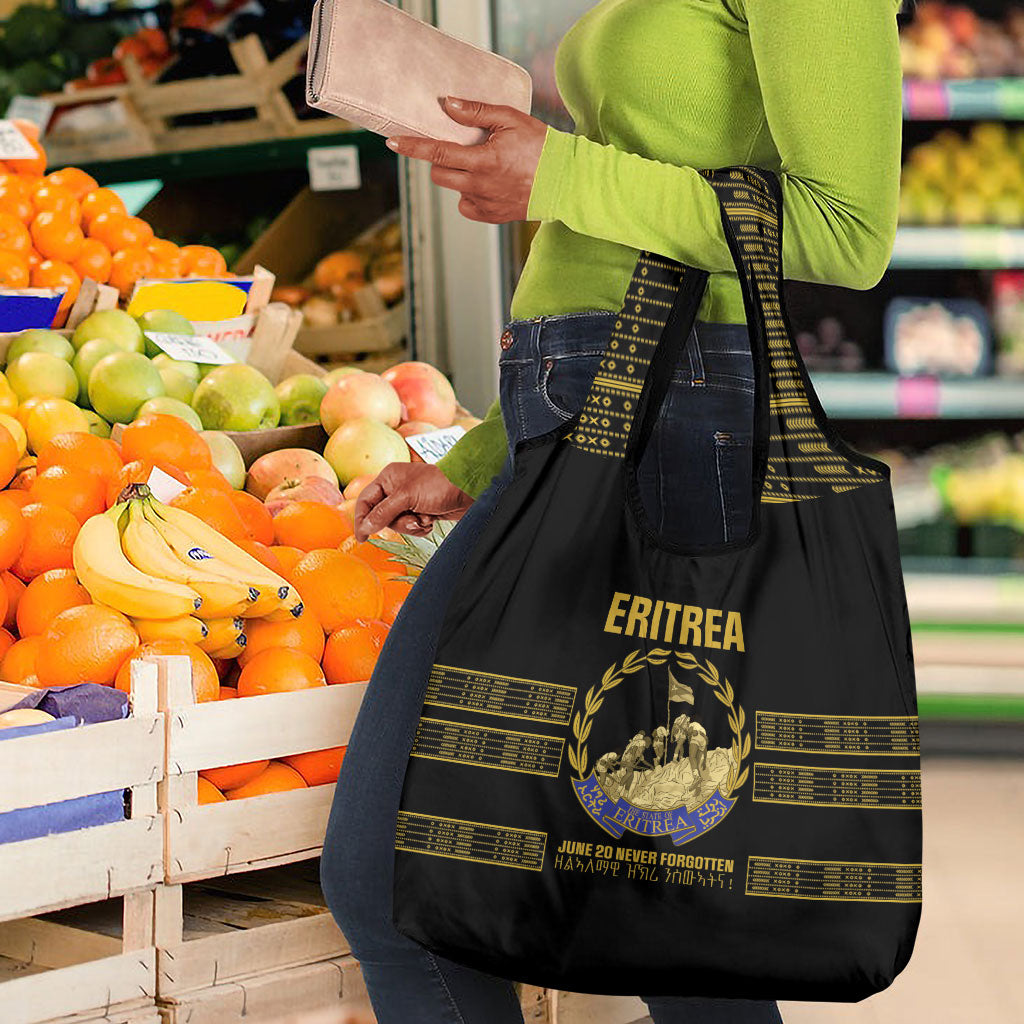 Eritrea Martyrs Day June 20 Grocery Bag Never Forgotten Proud Eritrean Heritage Black Version