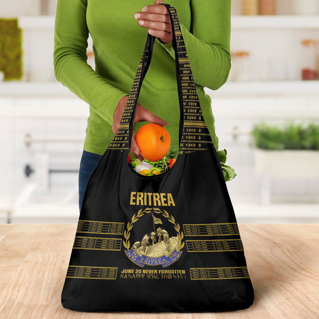 Eritrea Martyrs Day June 20 Grocery Bag Never Forgotten Proud Eritrean Heritage Black Version