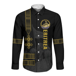 Eritrea Martyrs Day June 20 Long Sleeve Button Shirt Never Forgotten Proud Eritrean Heritage Black Version