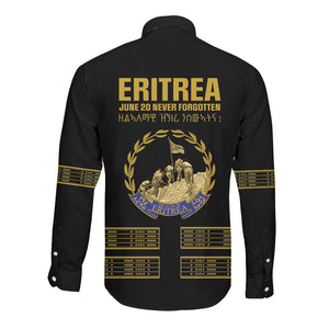 Eritrea Martyrs Day June 20 Long Sleeve Button Shirt Never Forgotten Proud Eritrean Heritage Black Version