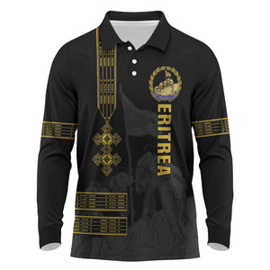 Eritrea Martyrs Day June 20 Long Sleeve Polo Shirt Never Forgotten Proud Eritrean Heritage Black Version