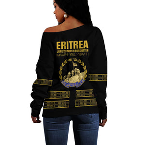 Eritrea Martyrs Day June 20 Off Shoulder Sweater Never Forgotten Proud Eritrean Heritage Black Version