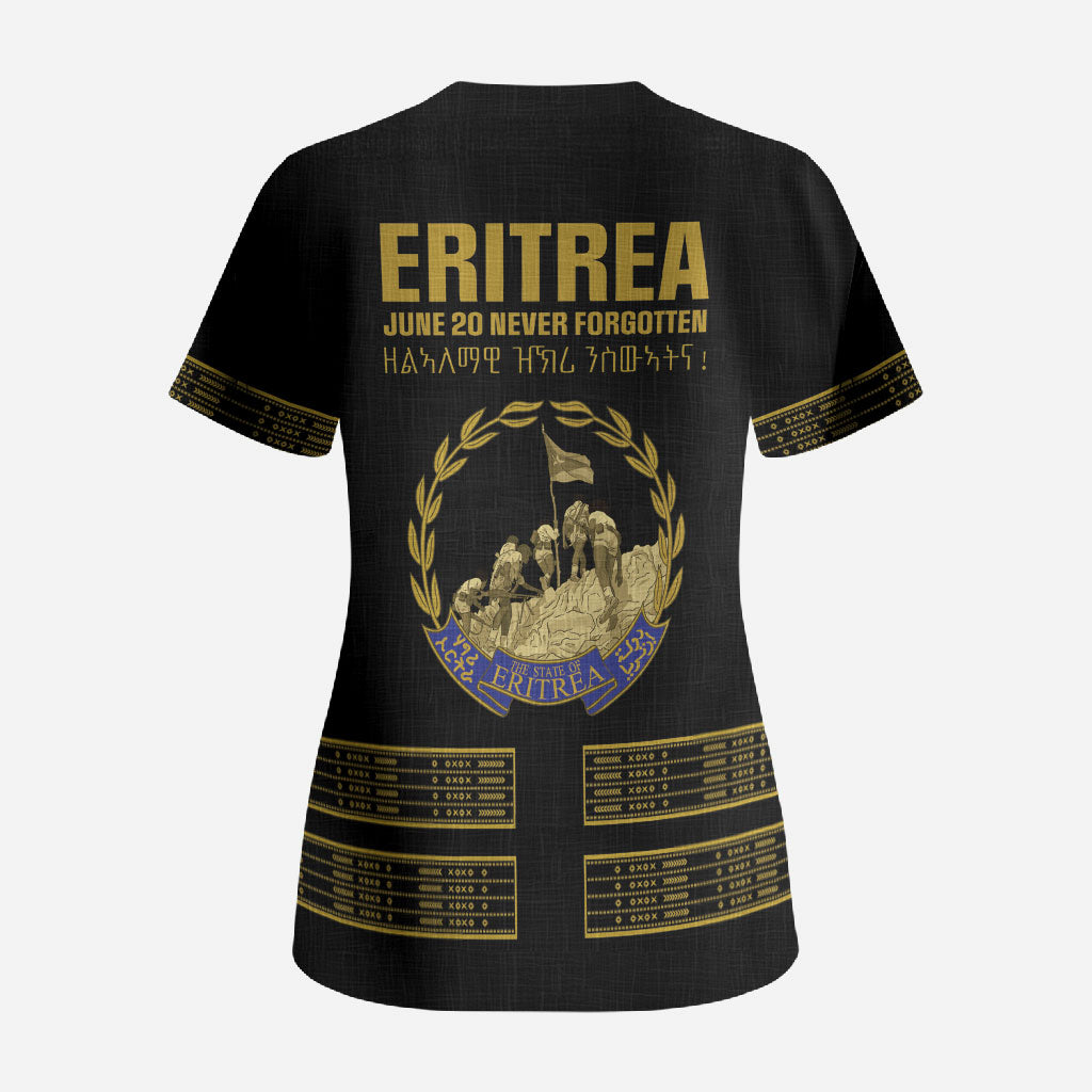 Eritrea Martyrs Day June 20 Scrub Top Never Forgotten Proud Eritrean Heritage Black Version