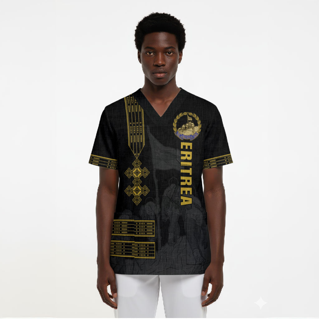Eritrea Martyrs Day June 20 Scrub Top Never Forgotten Proud Eritrean Heritage Black Version
