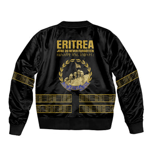Eritrea Martyrs Day June 20 Sleeve Zip Bomber Jacket Never Forgotten Proud Eritrean Heritage Black Version