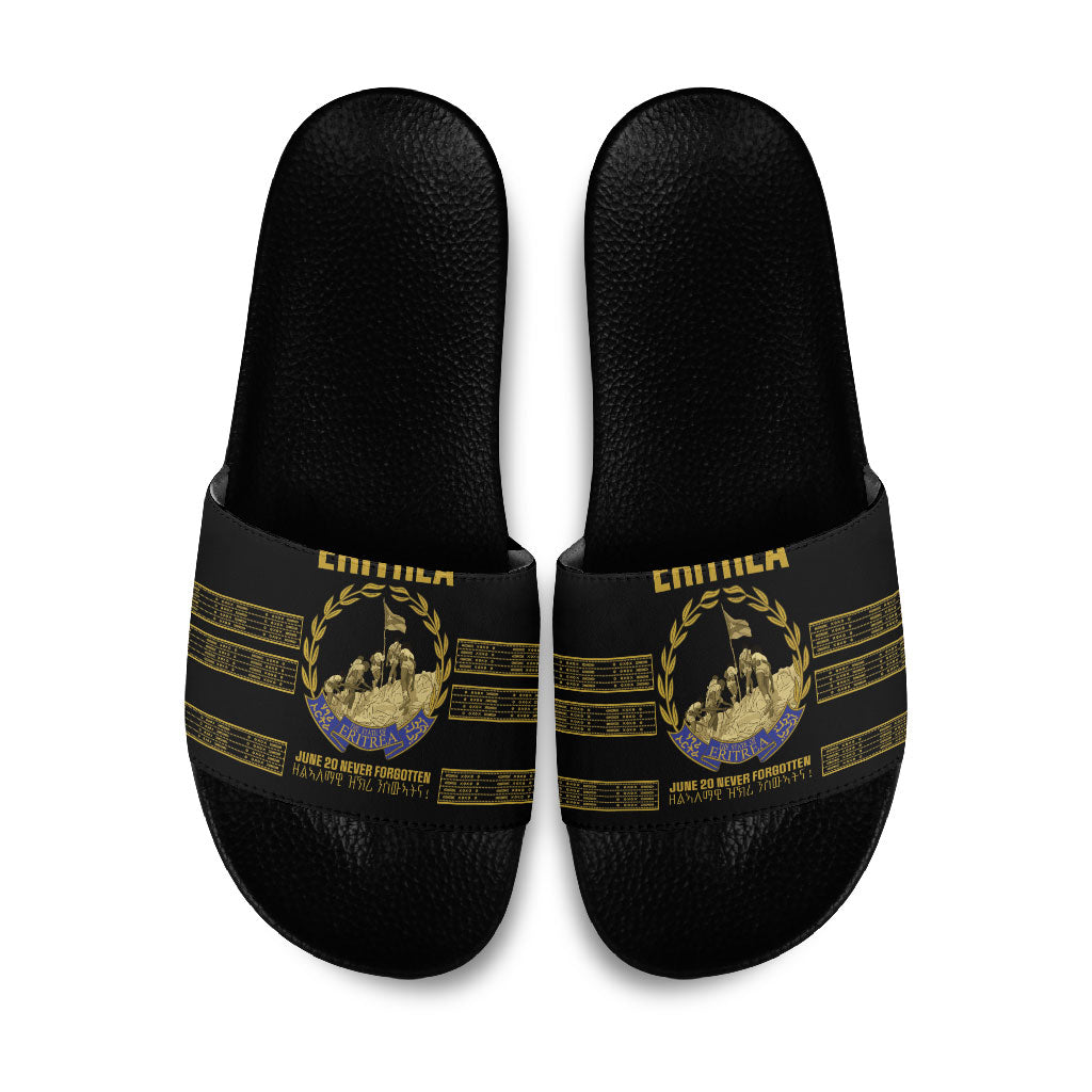 Eritrea Martyrs Day June 20 Slide Sandals Never Forgotten Proud Eritrean Heritage Black Version