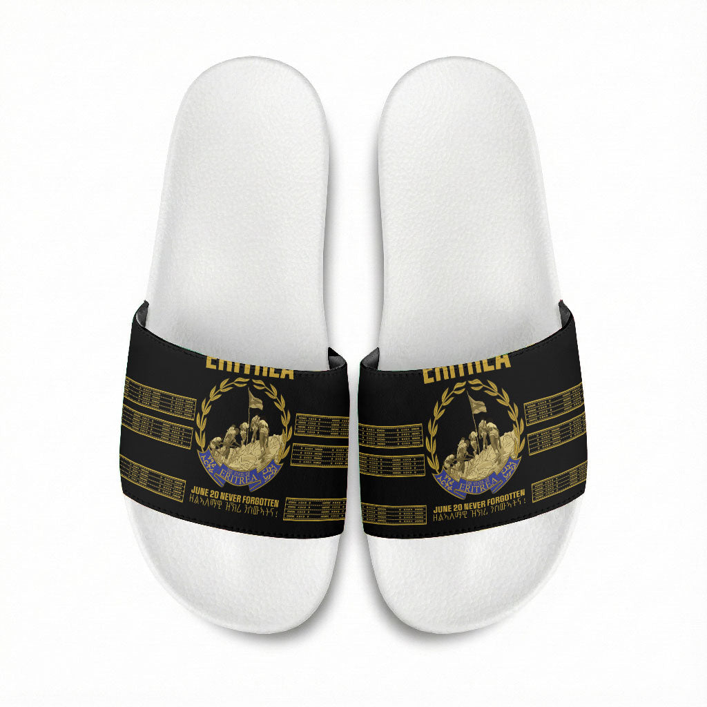 Eritrea Martyrs Day June 20 Slide Sandals Never Forgotten Proud Eritrean Heritage Black Version