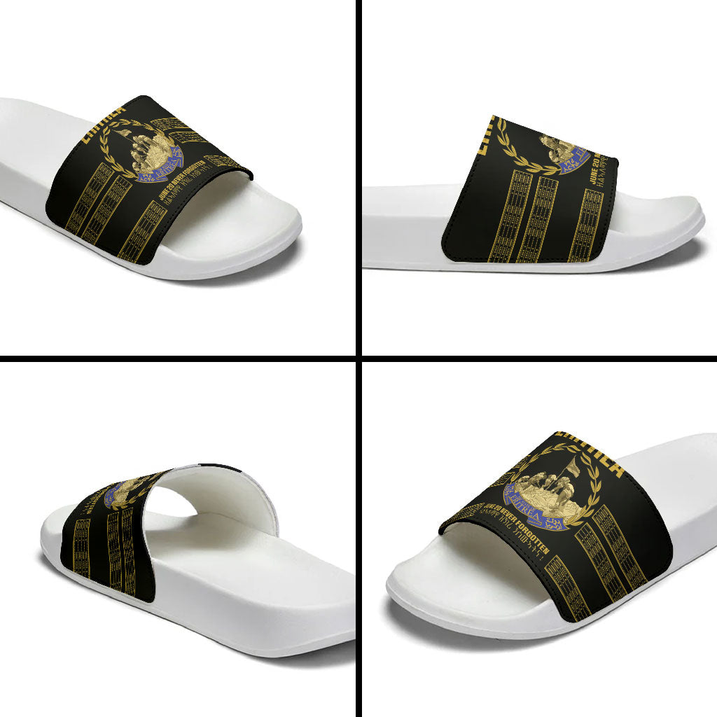 Eritrea Martyrs Day June 20 Slide Sandals Never Forgotten Proud Eritrean Heritage Black Version
