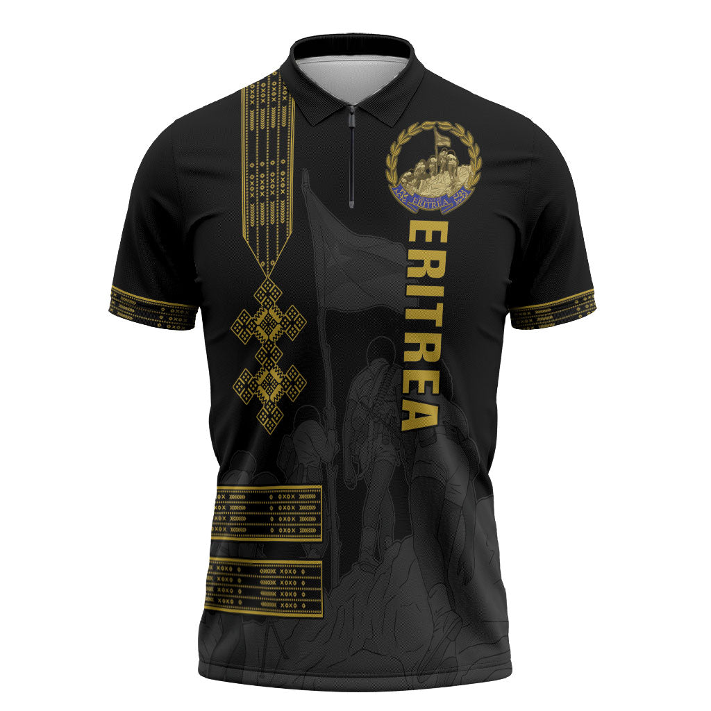 Eritrea Martyrs Day June 20 Zipper Polo Shirt Never Forgotten Proud Eritrean Heritage Black Version