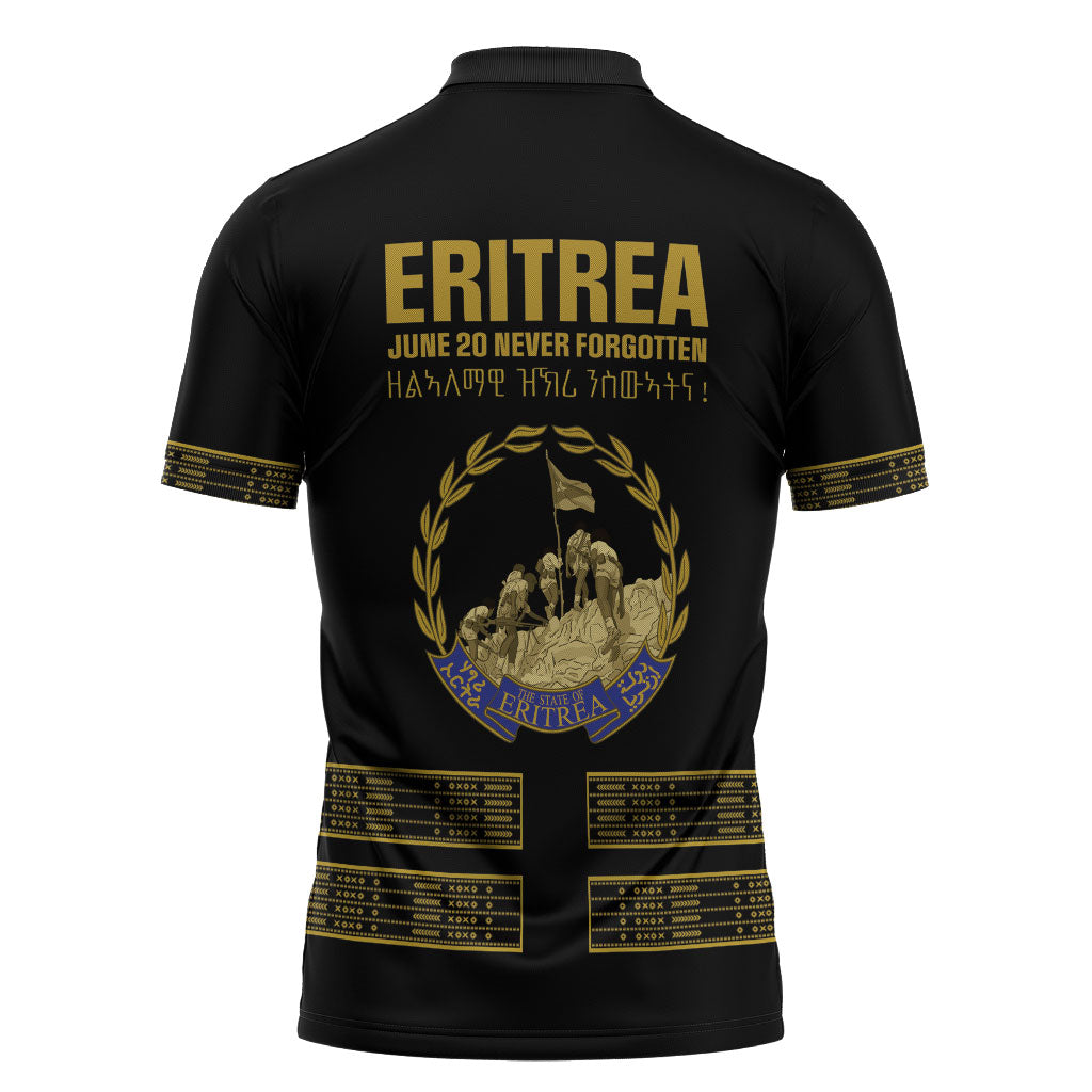Eritrea Martyrs Day June 20 Zipper Polo Shirt Never Forgotten Proud Eritrean Heritage Black Version