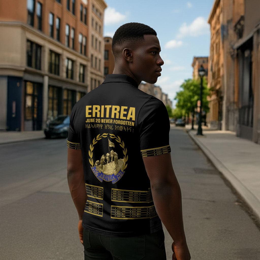 Eritrea Martyrs Day June 20 Zipper Polo Shirt Never Forgotten Proud Eritrean Heritage Black Version