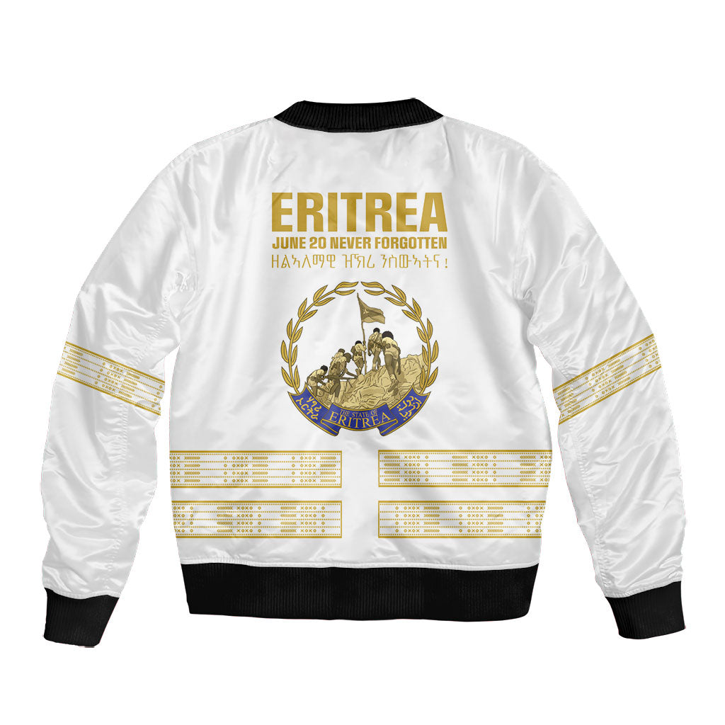 Eritrea Martyrs Day June 20 Bomber Jacket Never Forgotten Proud Eritrean Heritage White Version
