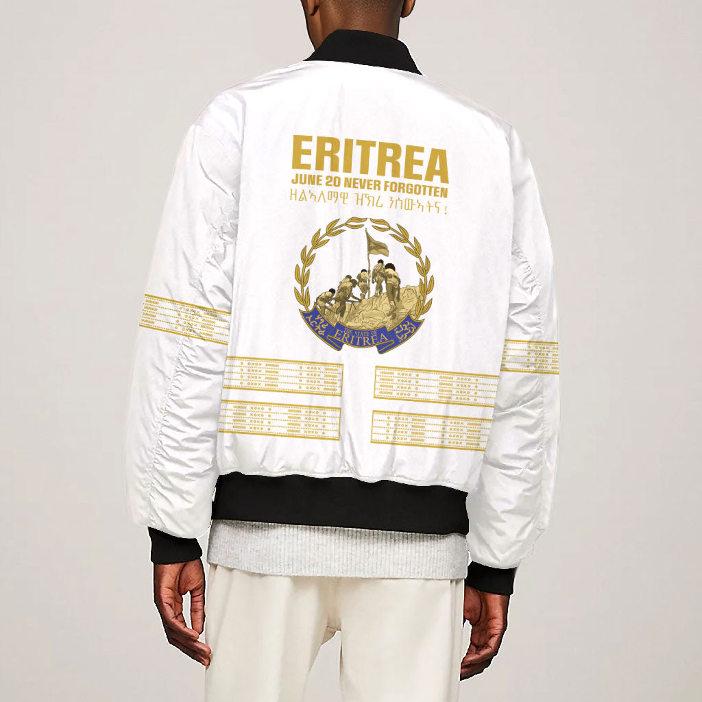 Eritrea Martyrs Day June 20 Bomber Jacket Never Forgotten Proud Eritrean Heritage White Version