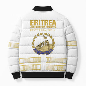 Eritrea Martyrs Day June 20 Bomber Puffer Jacket Never Forgotten Proud Eritrean Heritage White Version