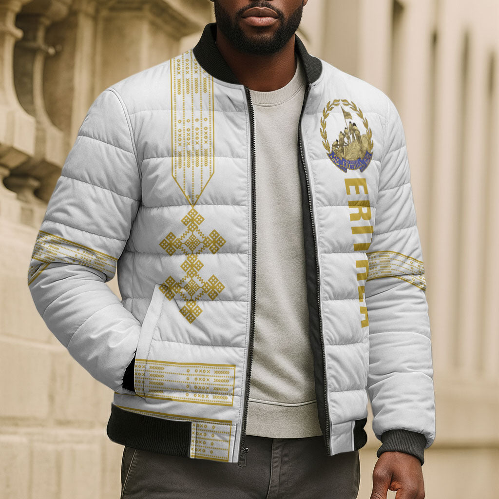 Eritrea Martyrs Day June 20 Bomber Puffer Jacket Never Forgotten Proud Eritrean Heritage White Version