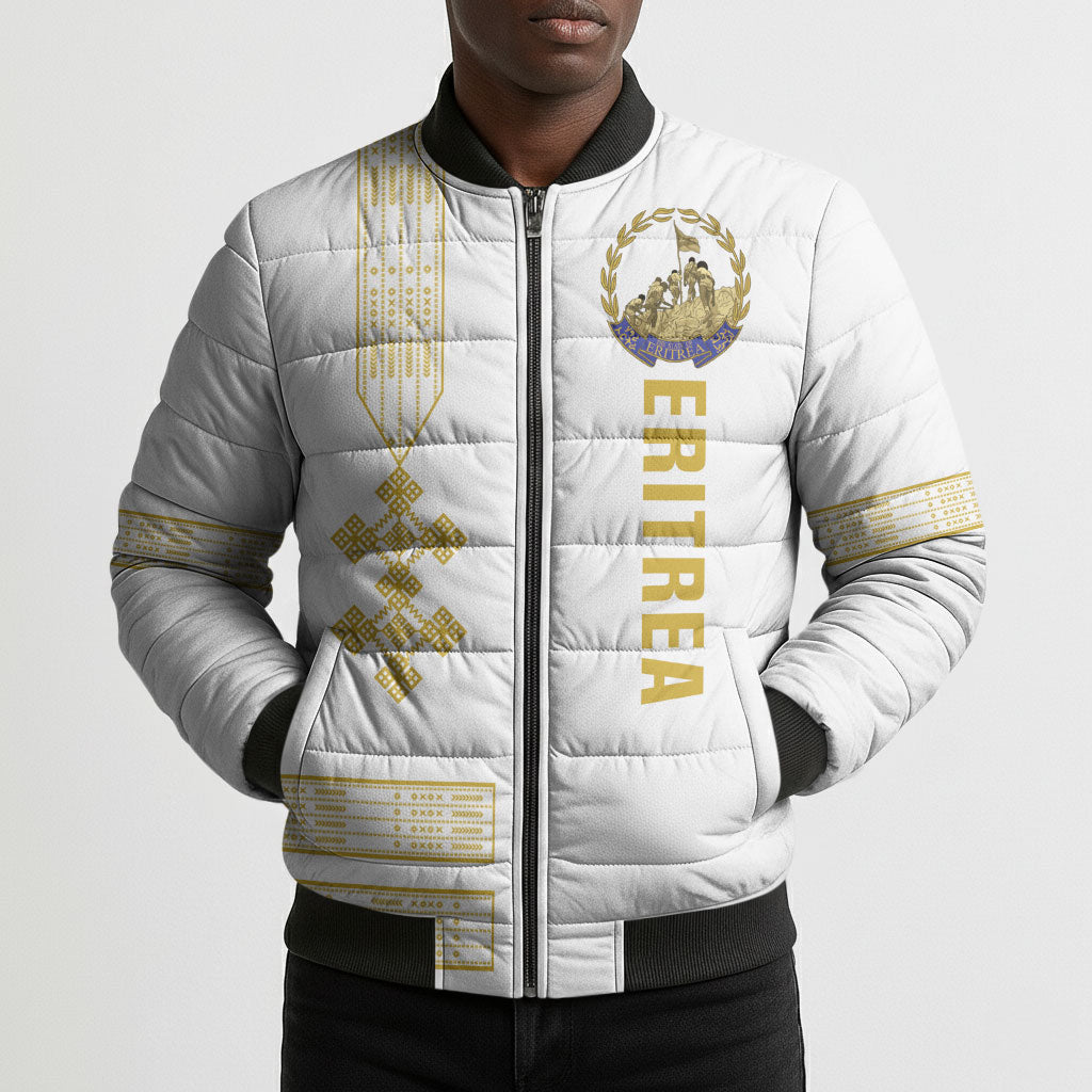 Eritrea Martyrs Day June 20 Bomber Puffer Jacket Never Forgotten Proud Eritrean Heritage White Version