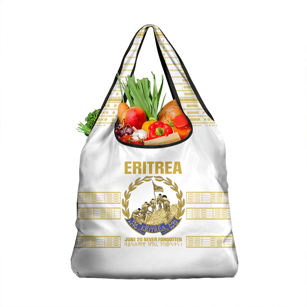 Eritrea Martyrs Day June 20 Grocery Bag Never Forgotten Proud Eritrean Heritage White Version