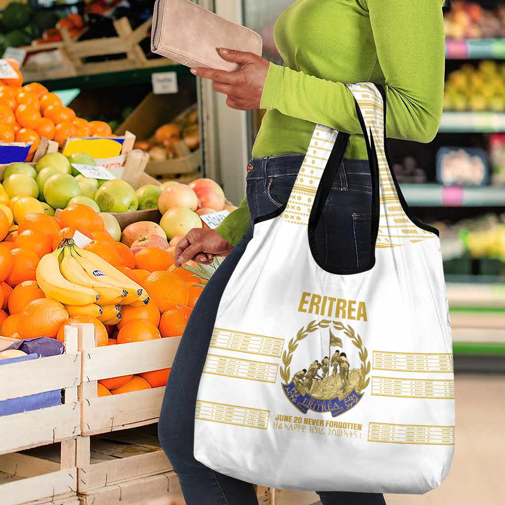 Eritrea Martyrs Day June 20 Grocery Bag Never Forgotten Proud Eritrean Heritage White Version