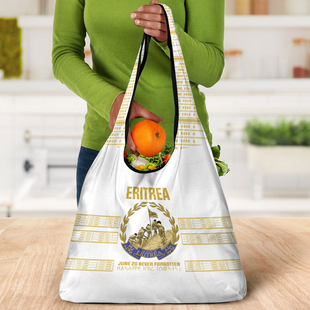 Eritrea Martyrs Day June 20 Grocery Bag Never Forgotten Proud Eritrean Heritage White Version