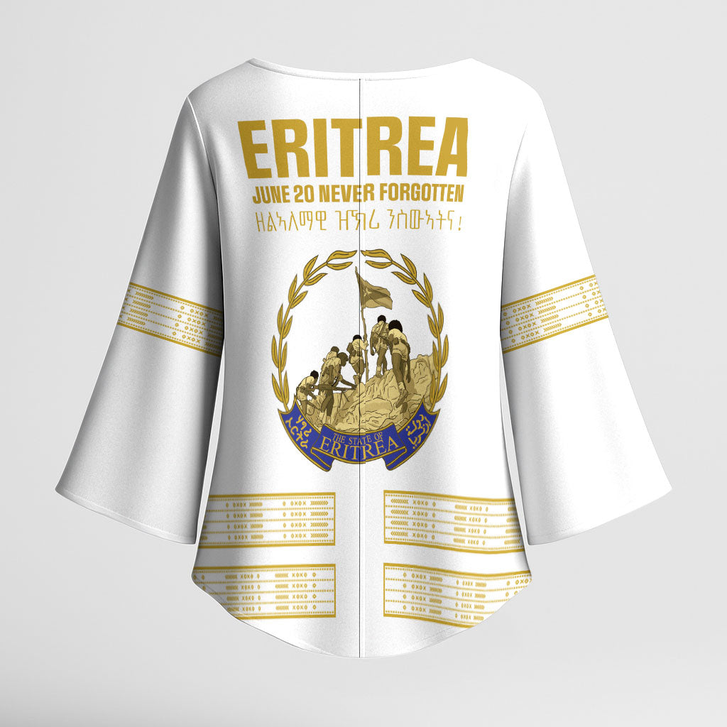 Eritrea Martyrs Day June 20 Kimono Sleeve Blouse Never Forgotten Proud Eritrean Heritage White Version