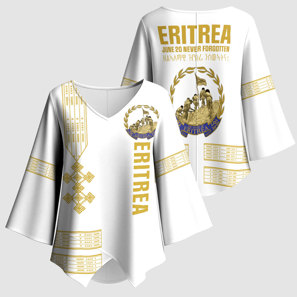 Eritrea Martyrs Day June 20 Kimono Sleeve Blouse Never Forgotten Proud Eritrean Heritage White Version