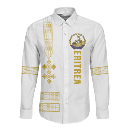 Eritrea Martyrs Day June 20 Long Sleeve Button Shirt Never Forgotten Proud Eritrean Heritage White Version