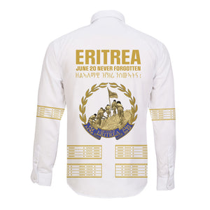 Eritrea Martyrs Day June 20 Long Sleeve Button Shirt Never Forgotten Proud Eritrean Heritage White Version