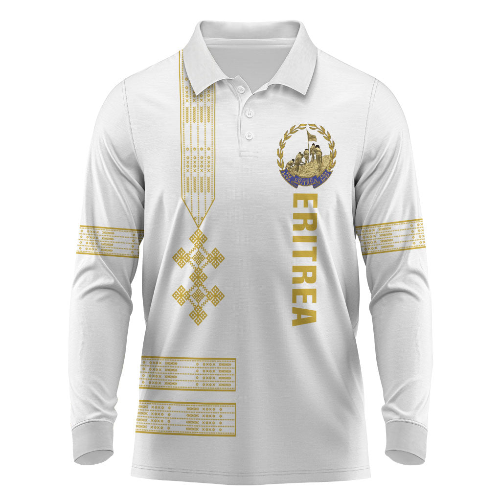Eritrea Martyrs Day June 20 Long Sleeve Polo Shirt Never Forgotten Proud Eritrean Heritage White Version