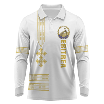 Eritrea Martyrs Day June 20 Long Sleeve Polo Shirt Never Forgotten Proud Eritrean Heritage White Version