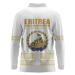 Eritrea Martyrs Day June 20 Long Sleeve Polo Shirt Never Forgotten Proud Eritrean Heritage White Version