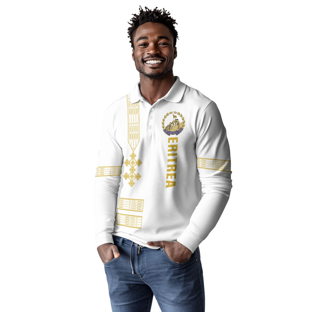 Eritrea Martyrs Day June 20 Long Sleeve Polo Shirt Never Forgotten Proud Eritrean Heritage White Version