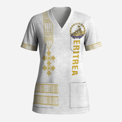 Eritrea Martyrs Day June 20 Scrub Top Never Forgotten Proud Eritrean Heritage White Version
