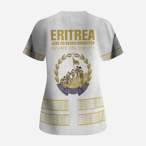 Eritrea Martyrs Day June 20 Scrub Top Never Forgotten Proud Eritrean Heritage White Version