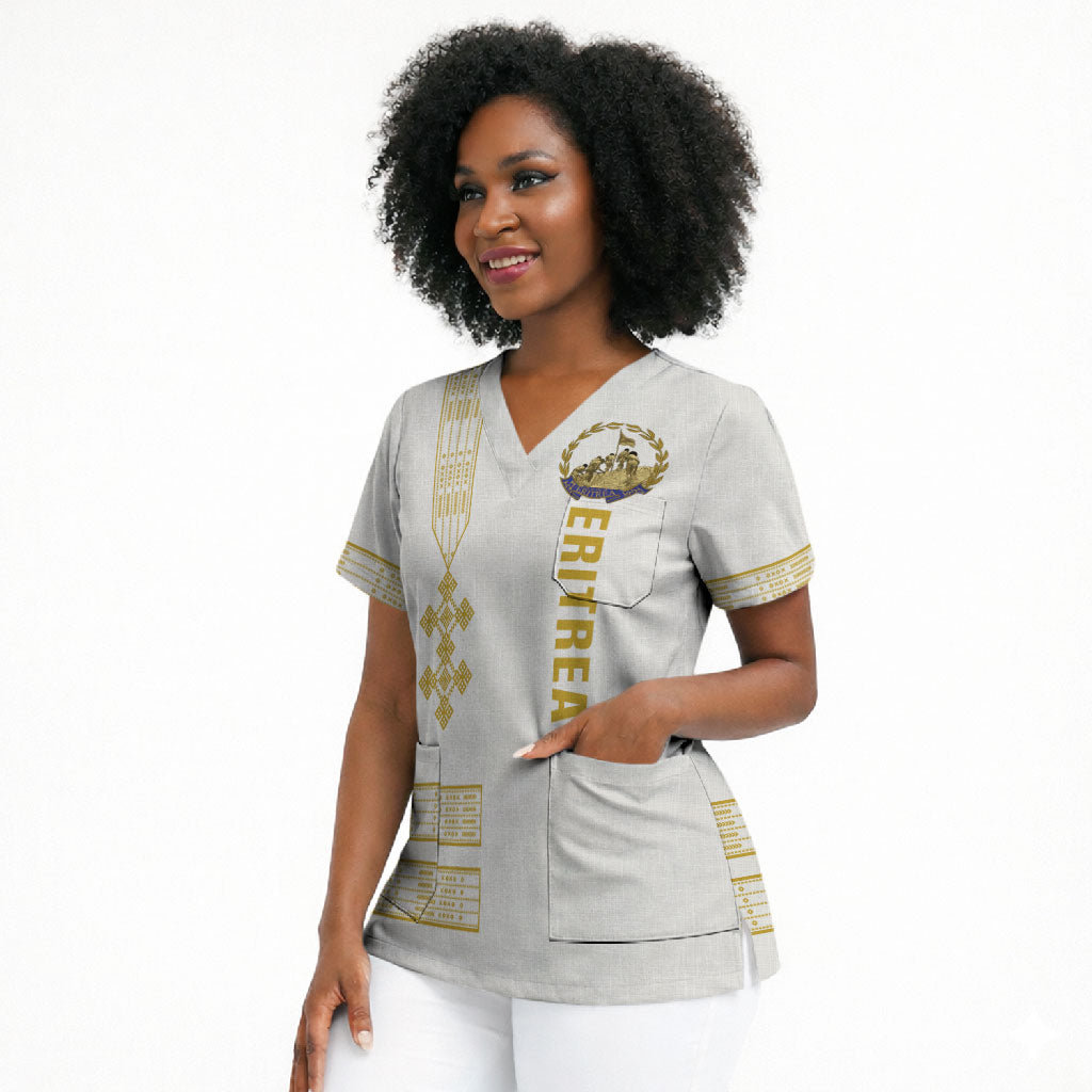 Eritrea Martyrs Day June 20 Scrub Top Never Forgotten Proud Eritrean Heritage White Version