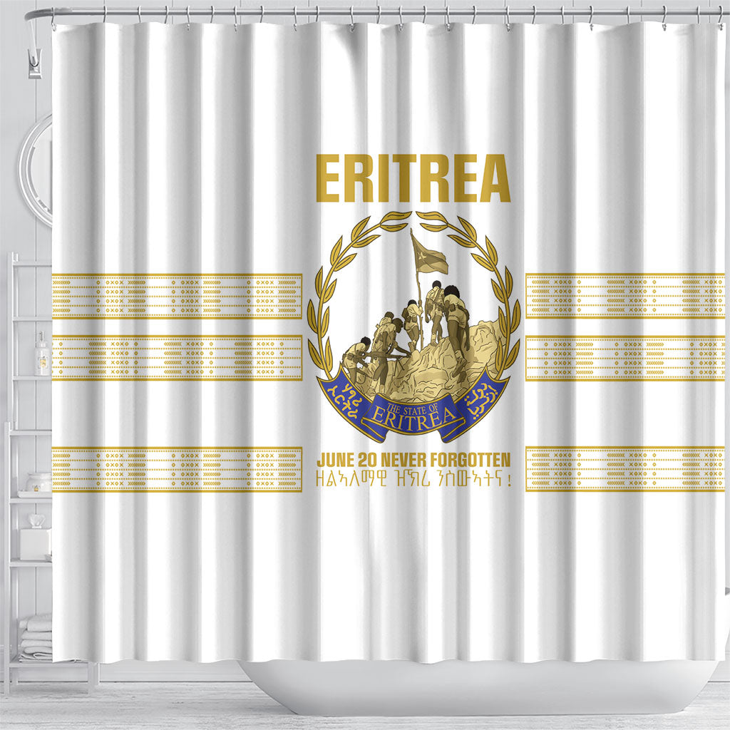 Eritrea Martyrs Day June 20 Shower Curtain Never Forgotten Proud Eritrean Heritage White Version
