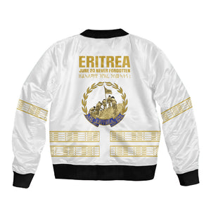 Eritrea Martyrs Day June 20 Sleeve Zip Bomber Jacket Never Forgotten Proud Eritrean Heritage White Version