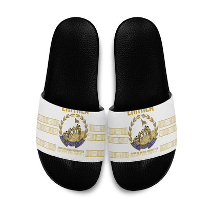 Eritrea Martyrs Day June 20 Slide Sandals Never Forgotten Proud Eritrean Heritage White Version