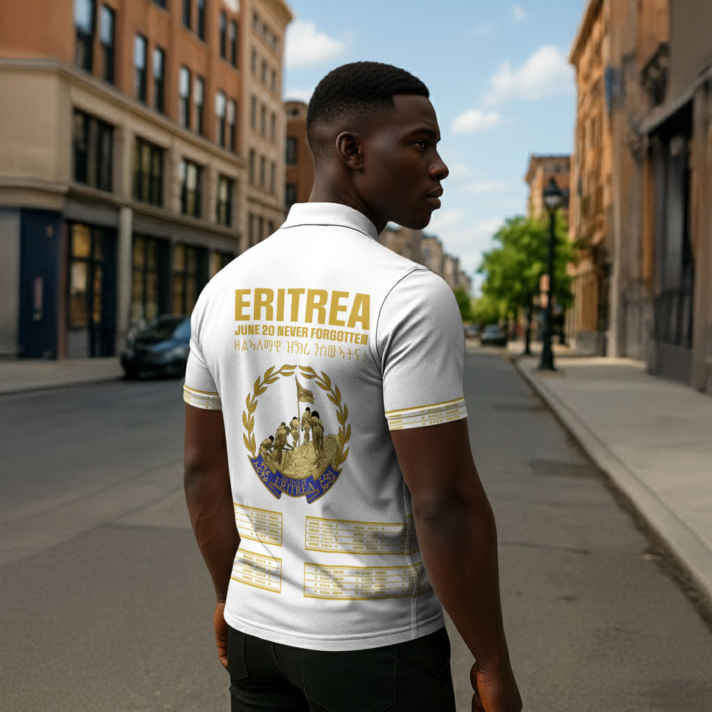 Eritrea Martyrs Day June 20 Zipper Polo Shirt Never Forgotten Proud Eritrean Heritage White Version