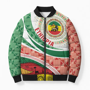 Ethiopia In My Blood Bomber Puffer Jacket Lion Of Judah In My Heart