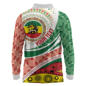 Ethiopia In My Blood Long Sleeve Polo Shirt Lion Of Judah In My Heart