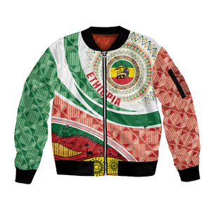Ethiopia In My Blood Sleeve Zip Bomber Jacket Lion Of Judah In My Heart