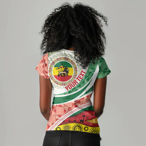 Ethiopia In My Blood Women V-Neck T-Shirt Lion Of Judah In My Heart