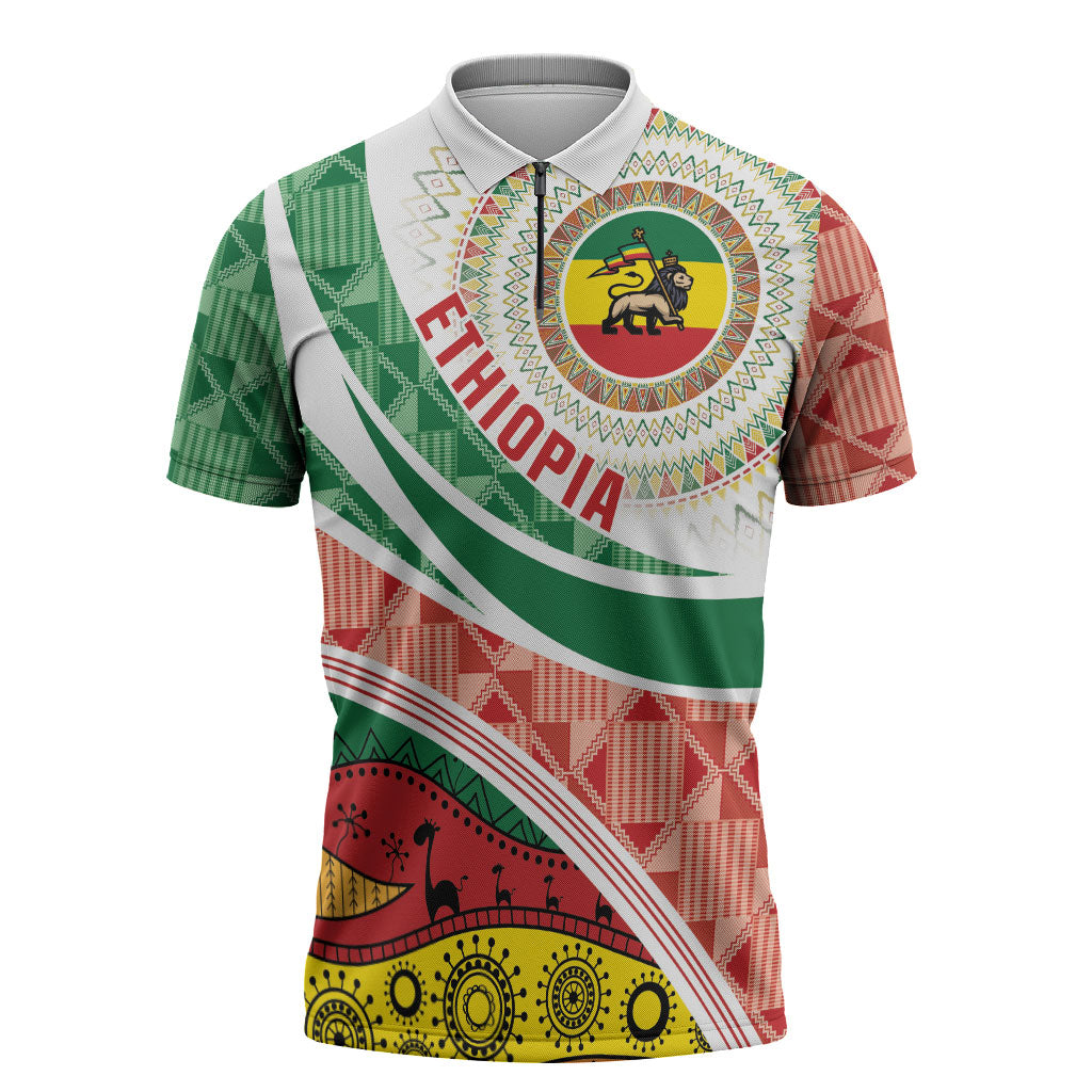Ethiopia In My Blood Zipper Polo Shirt Lion Of Judah In My Heart