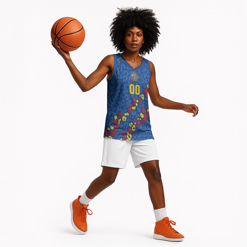 DR Congo Kopo ya Mokili Custom Basketball Jersey Kuba Kingdom Pattern Edition