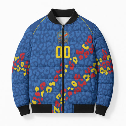 DR Congo Kopo ya Mokili Custom Bomber Puffer Jacket Kuba Kingdom Pattern Edition